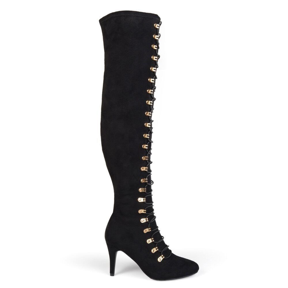 Brinley Co. Womens Regular and Wide Calf Vintage Almond Toe Over-the-knee Boots